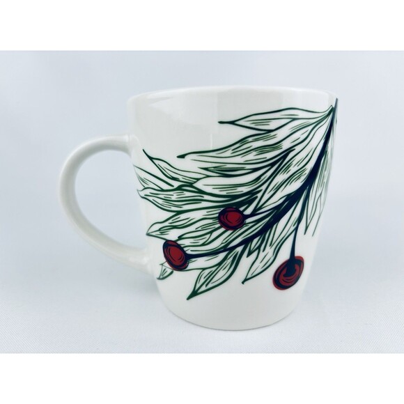 Starbucks 2020 Christmas Holiday Coffee Mug/Cup 12 oz. White Red Holly Berries - Picture 3 of 8